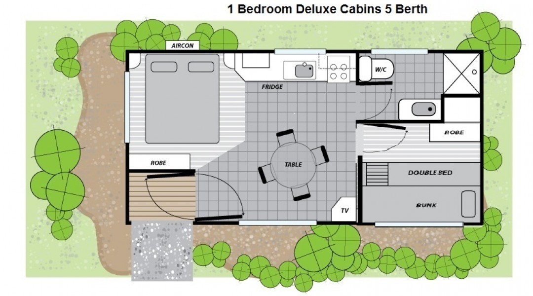 Melbourne BIG4 One Bedroom Deluxe Cabin Floor Plan